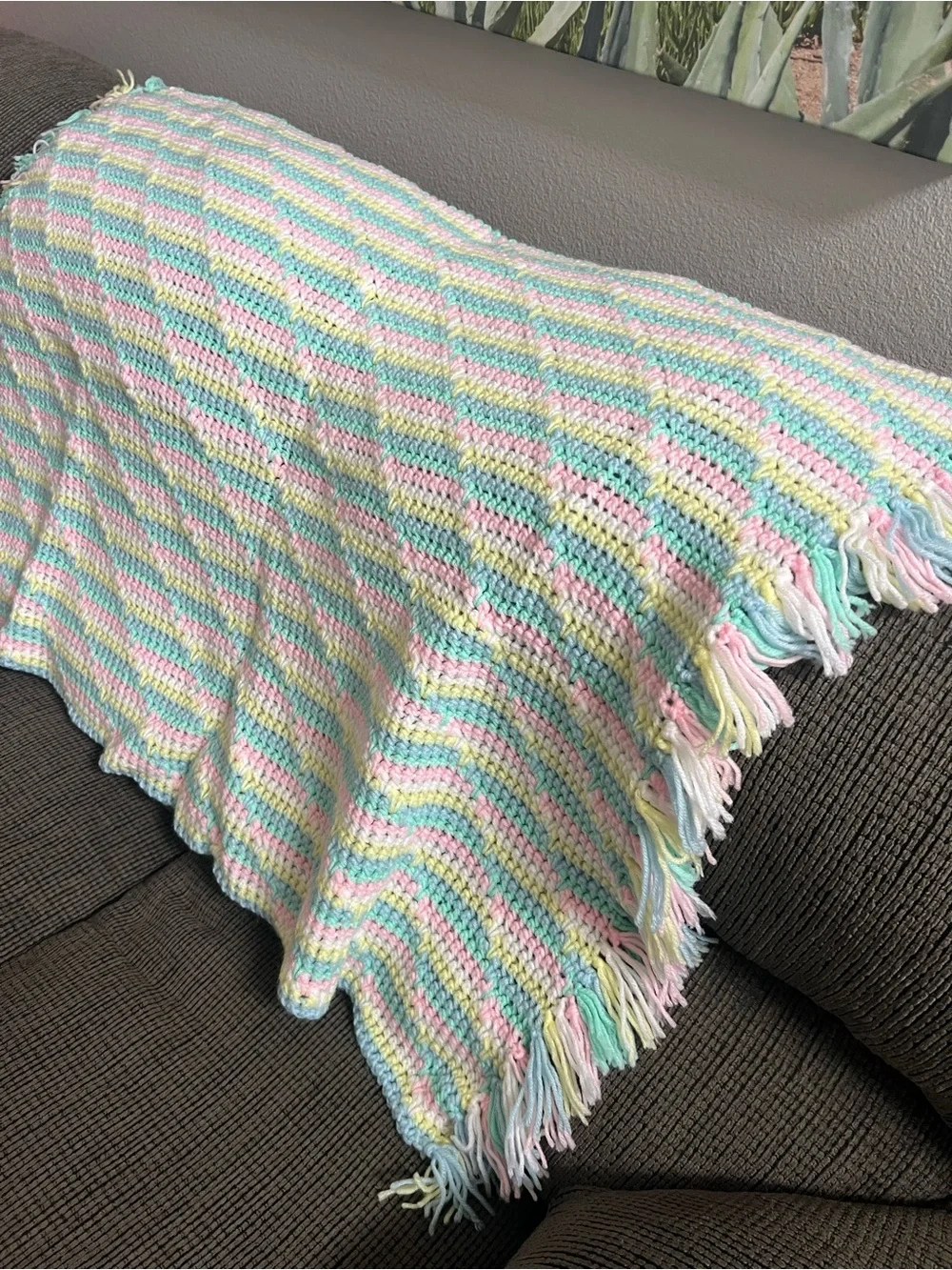 Crochet Throw Blanket - Soft Multi-Color